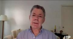 Imagen de la intervención del expresidente Santos con la JEP. FOTO Colprensa 