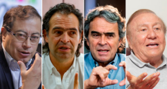 Los candidatos presidenciales Gustavo Petro, Federico Gutiérrez, Sergio Fajardo y Rodolfo Hernández. FOTO ARCHIVO