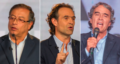 Los candidatos presidenciales Gustavo Petro, Federico Gutiérrez y Sergio Fajardo. FOTO COLPRENSA