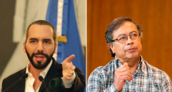El presidente Gustavo Petro le propuso a su homólogo salvadoreño, Nayib Bukele, hacer un foro sobre reducción de homicidios. FOTO PRESIDENCIA DE EL SALVADOR Y CAMILO SUÁREZ