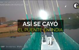 Así cayó el puente colgante en India 
