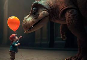 Esta imagen hace parte de una cuenta de Instagram, @the_ai_dream, que crea imágenes hechas en MidJourney sobre distintos temas. Se volvieron muy famosas las que hacen de dinosaurios y distintas profesiones.