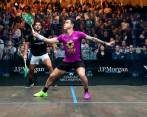 El colombiano Miguel Ángel Rodríguez en acción durante los cuartos de final del JP Morgan, Torneo de Campeones de Squash que se disputa en Nueva York. FOTO CORTESÍA PSA 