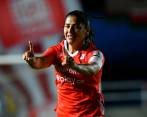 Catalina Usme capitana del América de Cali, celebra durante la final en la que se consagraron como bicampeonas de la Liga Femenina en Colombia. FOTO COLPRENSA 