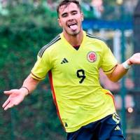 Tomás Ángel jugó varios minutos en la derrota de Colombia sub-20 ante Gales (0-2) FOTO @FCFSeleccionCol