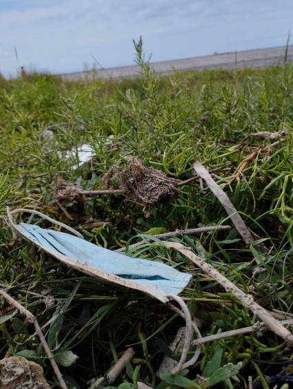 Tapabocas y paquetes de alimentos fueron algunos de los elementos recogidos en las playas. FOTO EL COLOMBIANO