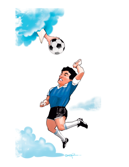 La camiseta con la que Diego Maradona marcó el gol de la “mano de Dios”, será subastada. ILUSTRACION EC 