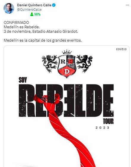 ¿Cómo terminó politizando Daniel Quintero el concierto de RBD para “desviar” atención del escándalo de Buen Comienzo?