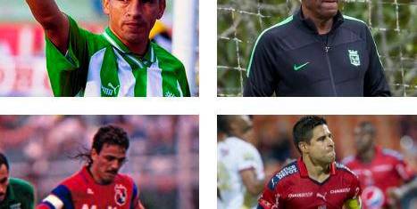 Víctor Aristizábal, Francisco “Pacho” Maturana, Óscar Pareja y Mao Molina, emblemas de Nacional y Medellín que dejaron huella durante sus carreras deportivas y que fueron protagonistas del clásico paisa, que tendrá una nueva edición este sábado. FOTOS Archivo El Colombiano