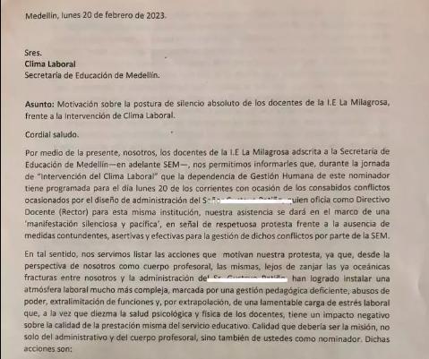 Un lío laboral en un colegio en La Milagrosa terminó con 1.700 estudiantes afectados y docentes amenazados 