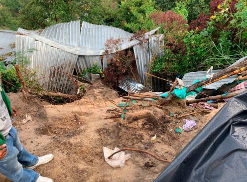 Esta fue una de las viviendas afectadas por el movimiento en masa en la vereda Hato Viejo, de Bello. FOTO: CORTESÍA ALCALDÍA DE BELLO.