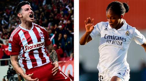 James Rodríguez y Linda Caicedo, referentes del fútbol colombiano, salieron adelante en los retos del fin de semana. El primero con su regreso y Linda esquivando una posible lesión. FOTOS @olympiacosfc Y @realmadridfem