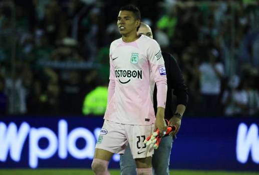 El arquero Kevin Mier de Atlético Nacional, es uno de los convocados por Néstor Lorenzo para los amistosos ante Irak y Alemania. FOTO MANUEL SALDARRIAGA