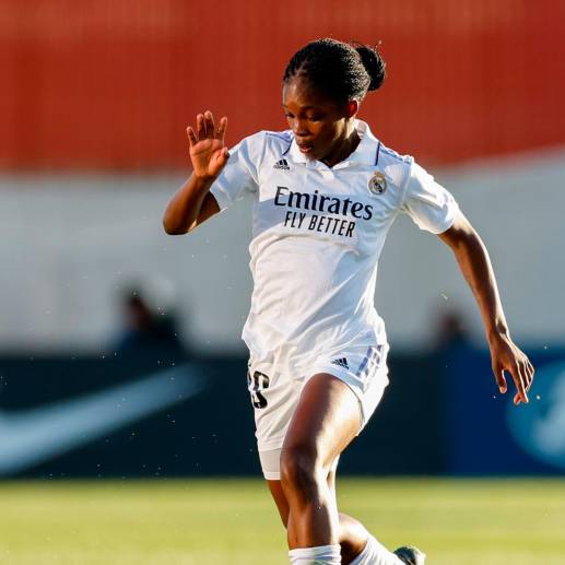 Linda Caicedo durante el derbi madrileño.<span class="mln_uppercase_mln"> FOTO</span> <b><span class="mln_uppercase_mln">@realmadridfem</span></b>