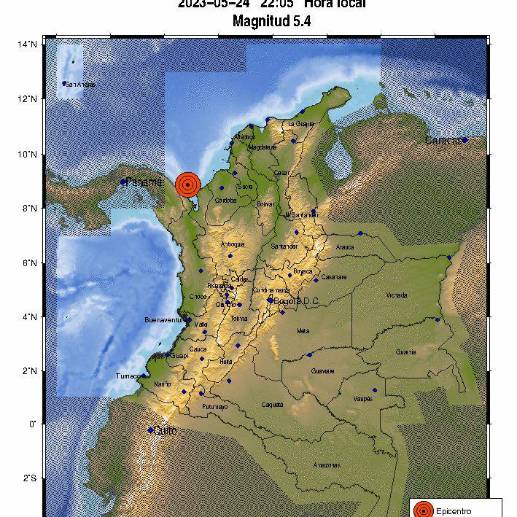 El temblor se registró en la frontera entre Colombia y Panamá. FOTO: TOMADA DE TWITTER @sgcol