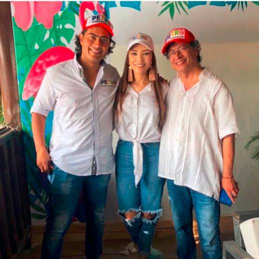 Nicolás Petro, su exesposa, Day Vásquez, y su papá, el presidente Gustavo Petro. FOTO: Tomada de Instagram