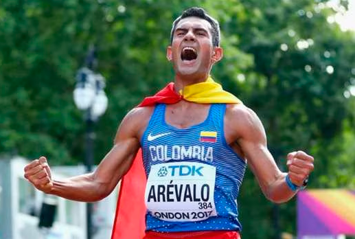 Éider Arévalo fue medalla de oro en la marcha atlética de 20 kilómetros del Campeonato Mundial de Atletismo de 2017 en Londres. FOTO CORTESÍA COMITÉ OLÍMPICO COLOMBIANO