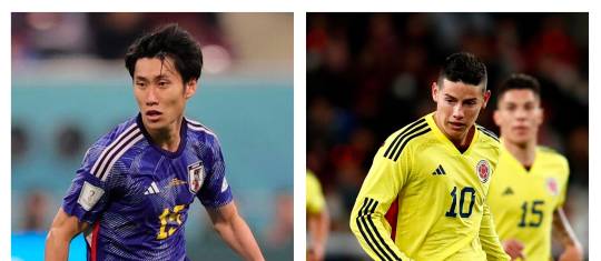 Daichi Kamada de Japón y James Rodríguez de Colombia protagonistas de ambas selecciones. FOTOS EFE