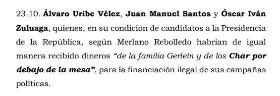 ¿De qué señala Merlano a Duque, Santos, Uribe y Zuluaga?
