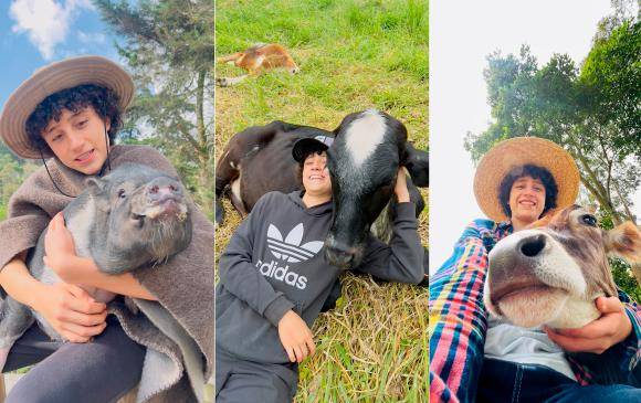 Compartir con los animales de su granja es una de las pasiones de Carlos. FOTO Cortesía 