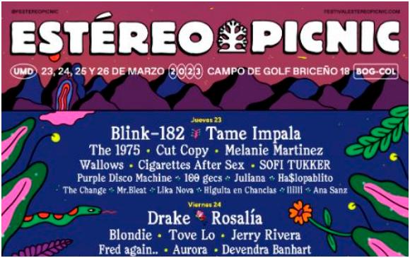 Cartel de Estéreo Picnic 2023. FOTO Cortesía 