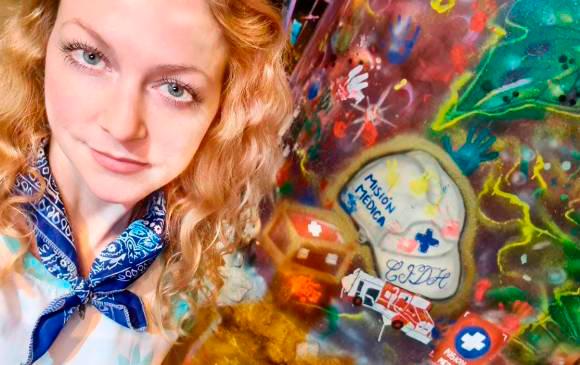 Rebecca Marlene Sproesser llegó a pasar vacaciones en Cali en marzo, pero se quedó en la ciudad y apoyó las protestas. FOTO: TOMADA DE FACEBOOK