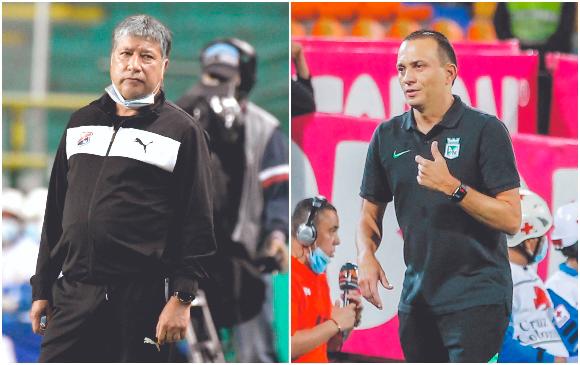 Hernán Darío Gómez (Medellín) y Alejandro Restrepo (Nacional), dos técnicos protagonistas en el torneo colombiano. Las nóminas que poseen hacen soñar a los hinchas. FOTOS cortesía dimayor