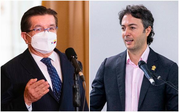 Fernando Ruiz, ministro de Salud y Daniel Quintero, Alcalde de Medellín. FOTOS CARLOS VELÁSQUEZ Y COLPRENSA