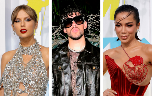 Taylor Swift, Bad Bunny y Anitta, tres grandes premiados en los MTV Video Music Awards 2022. FOTOS EFE - INSTAGRAM @badbunnypr