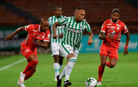 Jarlan Barrera, goleador de Nacional en la Copa Libertadores, reaparece tras pagar fecha de sanción. FOTO DIMAYOR