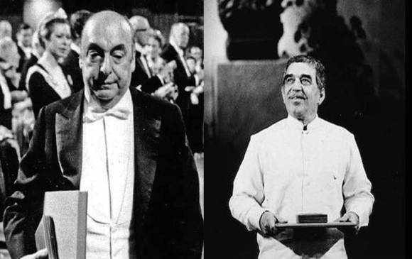Neruda (1971) y García Márquez (1982) fueron celebrados por el Nobel de Literatura. Fotos: Cortesía.