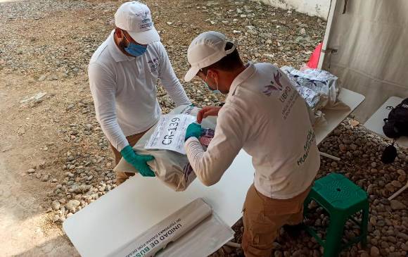 Entre los cuerpos protegidos y reubicados que estaban en bolsas y baldes, presuntamente se encontrarían personas desaparecidas en el marco del conflicto armado. FOTO @UBPDcolombia