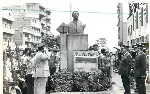 Busto del dictador del Estado soberano de Antioquia, Juan del Corral, inaugurado en 1970. FOTO: ARCHIVO EL COLOMBIANO