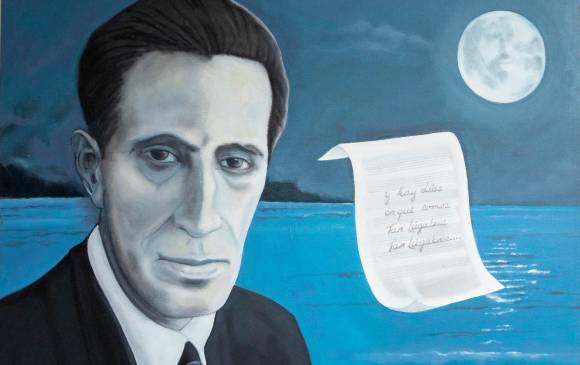 La pintura en la que Jesús, retratado en la luna, contempla al poeta. 