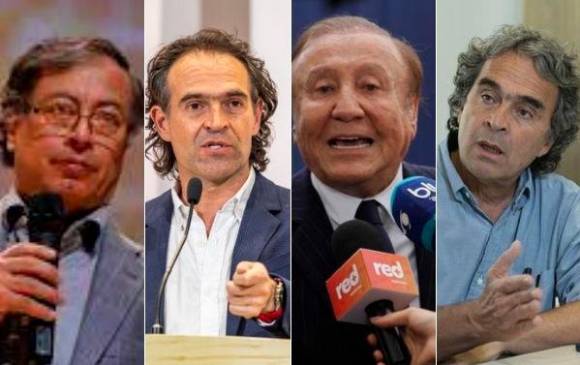 Los candidatos presidenciales Gustavo Petro, Federico Guitérrez, Rodolfo Hernández y Sergio Fajardo.