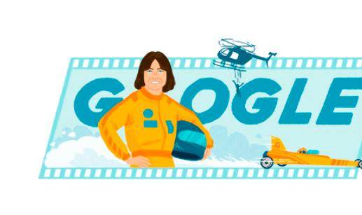 Este es el homenaje que Google le hizo a Kitty Linn O’Neil, recordada como la mujer más veloz deol mundo. FOTO TOMADA PANTALLAZO