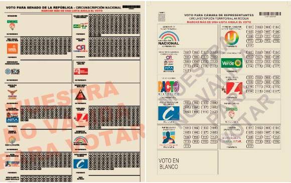 Estos son los modelos del tarjetón para votar en las próximas elecciones. FOTO: Cortesía.