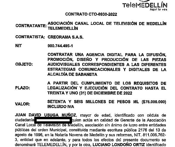 El segundo contrato comprendía todos estos elementos para realizarse en menos de cuatro días.