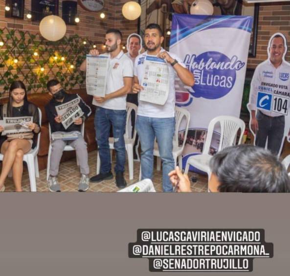 Aunque, Martin niega trabajar para la campaña de Trujillo, se ve en sus fotos de su Instagram, como participó con el concejal Lucas Gaviria, en la “Casa Gaviria” sede de campaña, como marcar en el tarjetón electoral. 