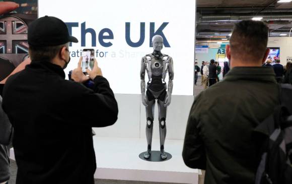 Esta es Ameca, la robot humaniode creada por la empresa Engineered Arts. FOTO Getty
