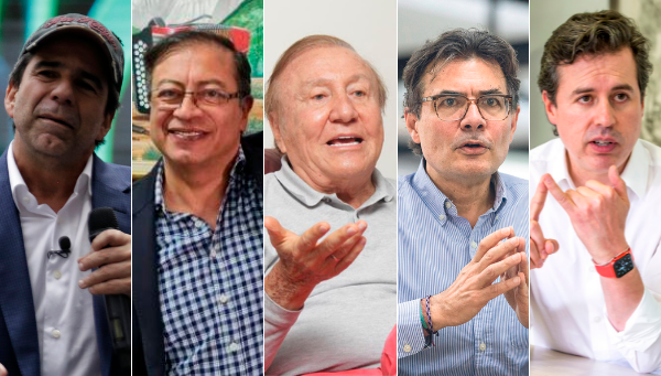 Los candidatos Alejandro Char, Gustavo Petro, Rodolfo Hernández, Alejandro Gaviria y Juan Manuel Galán, pusieron sus campañas en manos de estrategas con amplia experiencia en contiendas políticas. FOTO ARCHIVO Y COLPRENSA