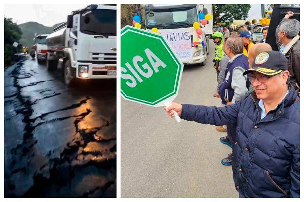 El Jefe de Estado destacaba el pasado lunes que “en 45 días cumplimos recuperando la vía de comunicación con el sur del país”. Sin embargo, así luce la carretera actualmente. FOTO: INVÍAS-TWITTER