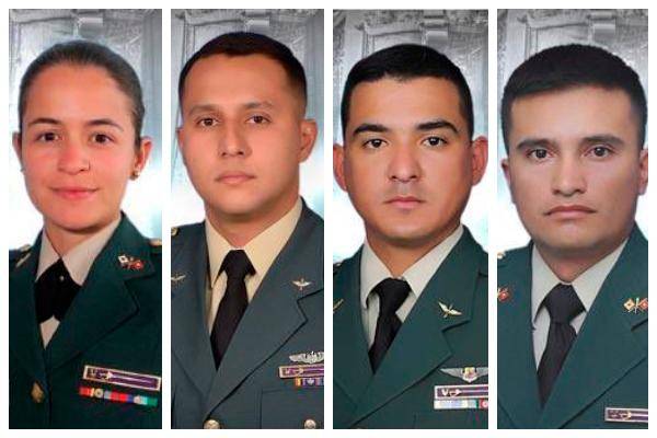 De izquierda a derecha: Teniente Julieth García Cordero; Capitán Héctor Mauricio Jérez; Sargento Segundo Johan Andrés Orozco, y Sargento segundo Ricardo Leguizamón. FOTO: EJÉRCITO