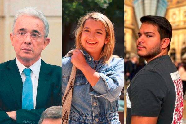 El expresidente Álvaro Uribe envió un mensaje de solidaridad a Andrea Petro y Nicolás Alcocer Petro. FOTO: Archivo y redes sociales