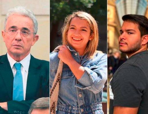 El expresidente Álvaro Uribe envió un mensaje de solidaridad a Andrea Petro y Nicolás Alcocer Petro. FOTO: Archivo y redes sociales