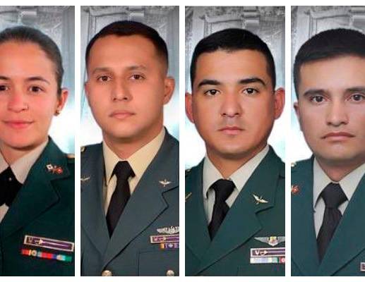 De izquierda a derecha: Teniente Julieth García Cordero; Capitán Héctor Mauricio Jérez; Sargento Segundo Johan Andrés Orozco, y Sargento segundo Ricardo Leguizamón. FOTO: EJÉRCITO