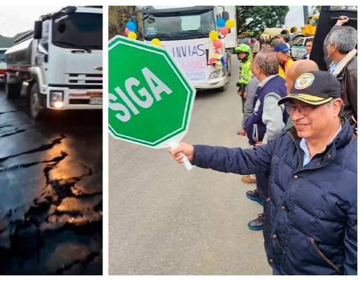 El Jefe de Estado destacaba el pasado lunes que “en 45 días cumplimos recuperando la vía de comunicación con el sur del país”. Sin embargo, así luce la carretera actualmente. FOTO: INVÍAS-TWITTER