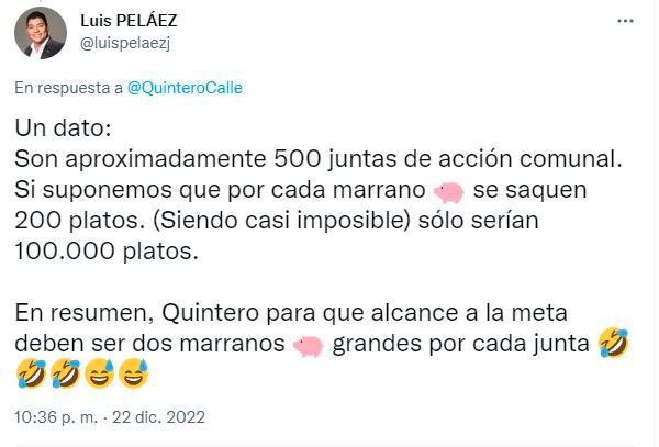 Polémica por promesa de Quintero de entregar un marrano a cada barrio de Medellín en Navidad