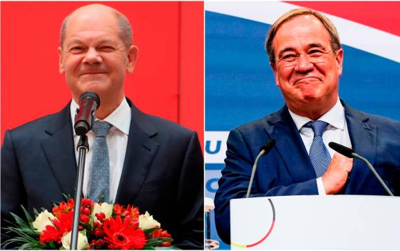 Olaf Scholz (a la izquierda), el candidato del Partido Socialdemócrata (SPD), se alzó con el 25,7 % de los votos; Armin Laschet (a la derecha), el hombre de la CDU, el partido de Merkel, se situó segundo con el 24,1 %. Fotos: EFE