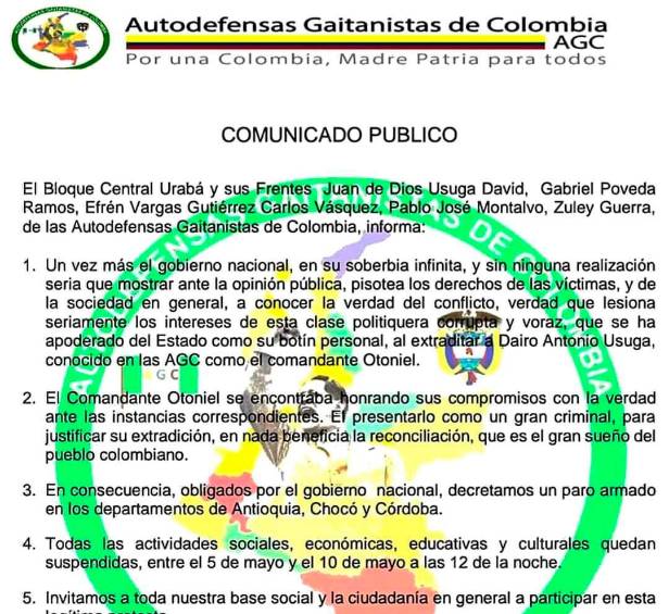Con este panfleto se obligó a los cierres en la comuna 8.